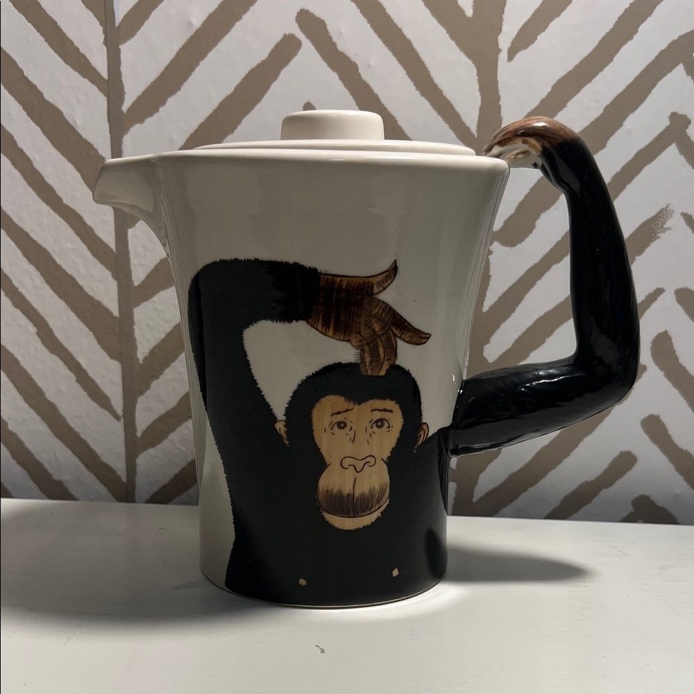 Pier 1 Monkey Design Ceramic Teapot